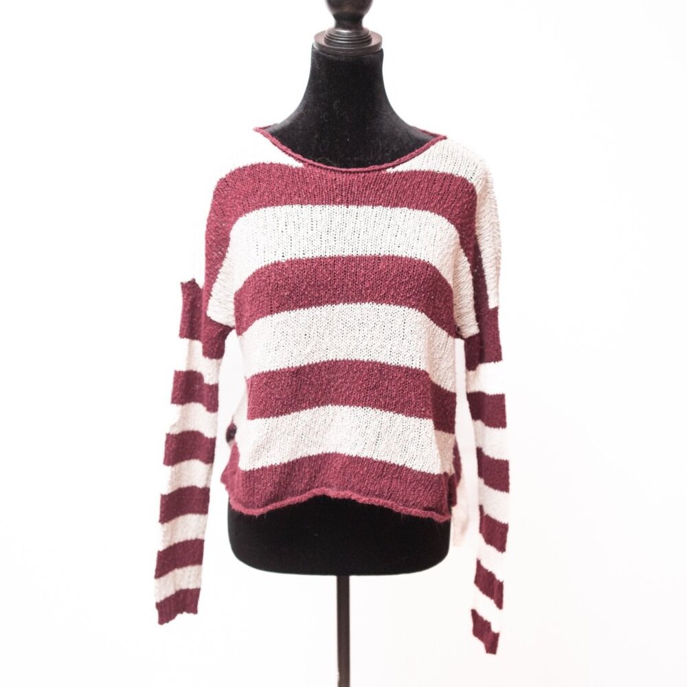Y2K Hollister Open Knit Cotton Blend Striped Sweater Small Sailing Preppy Mall